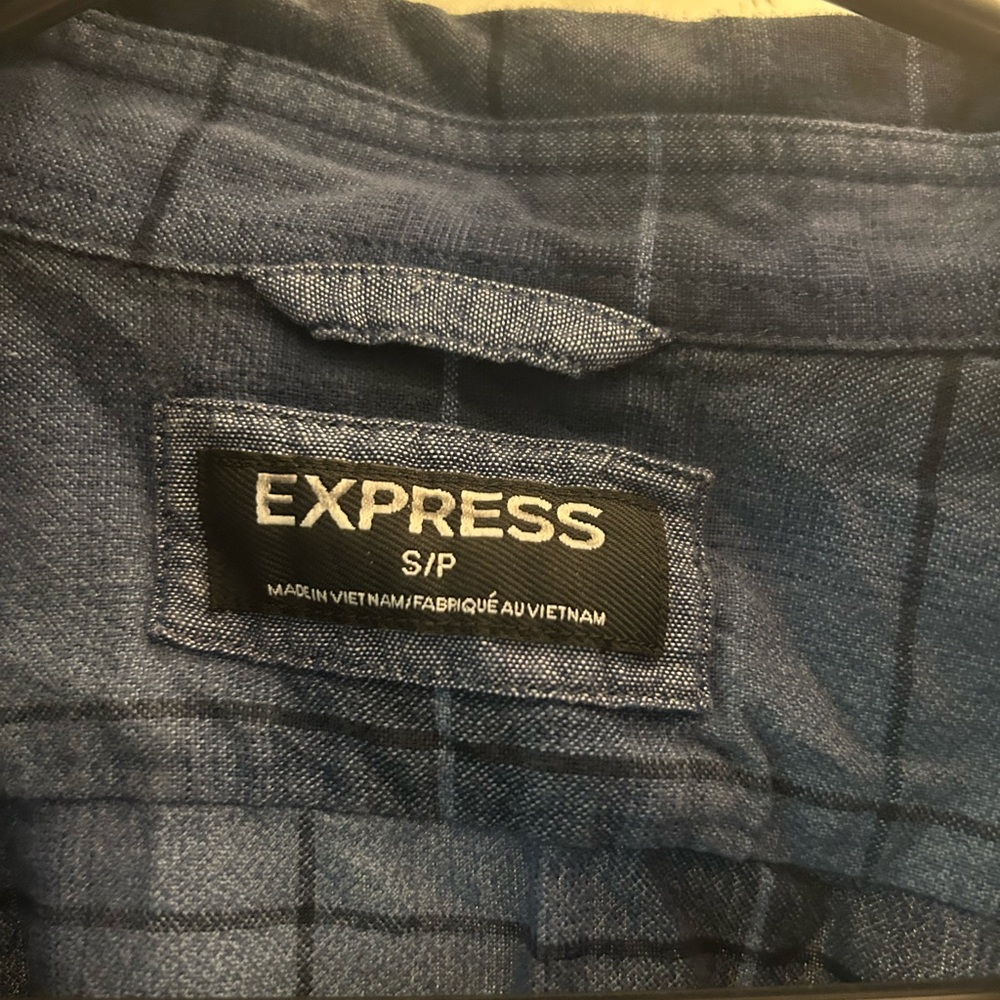 Express Navy Checkered Shirt - Picture 2 of 4